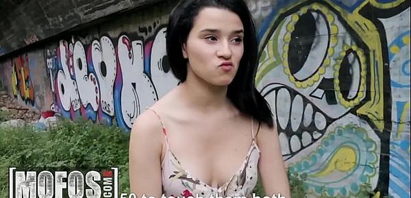  Petite Brunette (Mia Navarro) Rides A Big Cock Outdoors In Exchange For Money - Mofos
